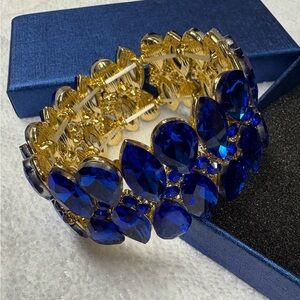 Oval Teardrop Crystal Rhinestone Cocktail Stretch Bangle Bracelet